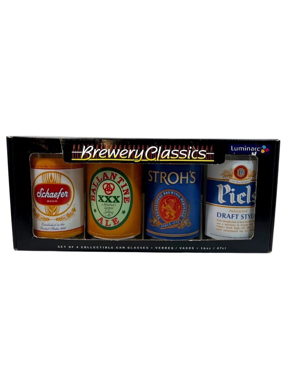 Brewery Classics Luminarc Set Of 4 Collectible 16oz Can Glasses Schaefer Ballant